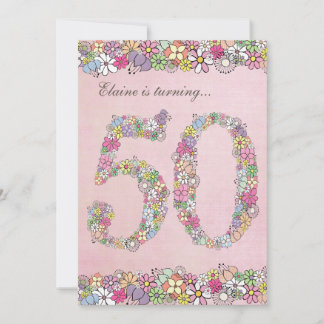 5x7 50th Birthday Party Spring Blooms Template