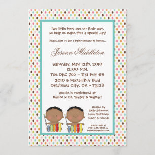 5x7 African American TWINS Baby Shower Invitation