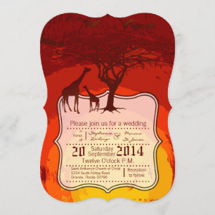 5x7 African Safari Giraffe Wild Wedding Invitation