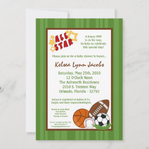 5x7 All Star MVP Sport Ball Baby Shower Invitation