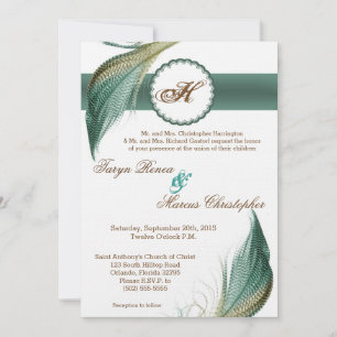 5x7 Animal Quail Feather Bird Wedding Invitation