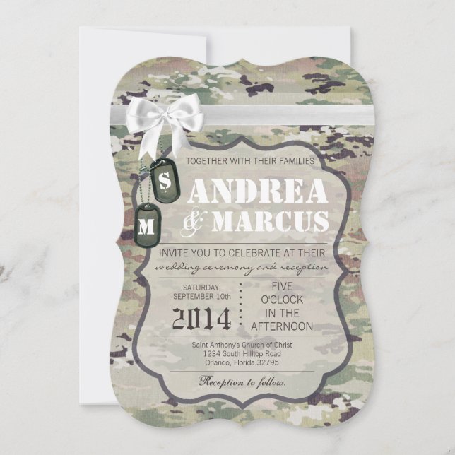 5x7  Army Air Force OCP Camo Wedding Invitation (Front)
