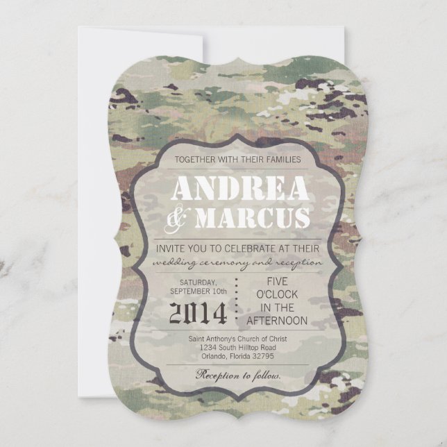 5x7  Army Air Force OCP Camo Wedding Invitation (Front)