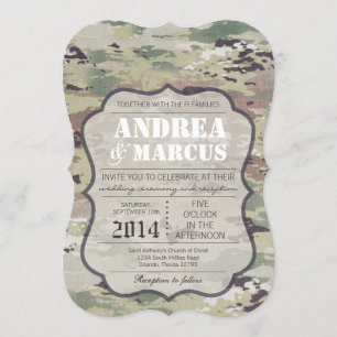 5x7  Army Air Force OCP Camo Wedding Invitation