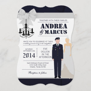 5x7  ARMY Blues Bride Uniform Wedding Invitation