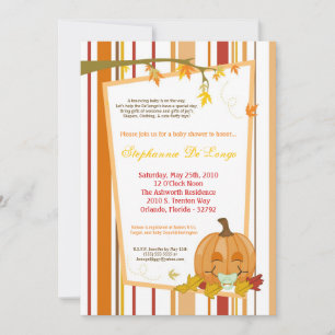5x7 Autumn Fall Pumpkin Baby Shower Invitation