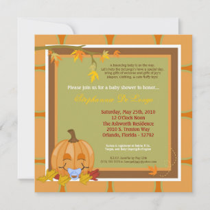 5x7 Autumn Fall Pumpkin Baby Shower Invitation