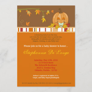5x7 Autumn Fall Pumpkin Baby Shower Invitation