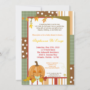 5x7 Autumn Fall Pumpkin Baby Shower Invitation
