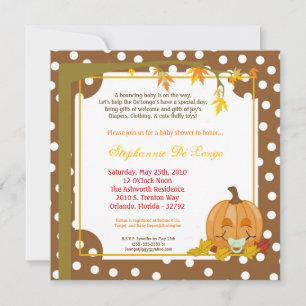 5x7 Autumn Fall Pumpkin Baby Shower Invitation