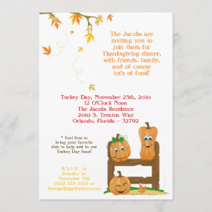 5x7 Autumn Thanksgiving Dinner Party Invitation