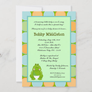 5x7 Baby Green Zoo Frog Baby Shower Invitation