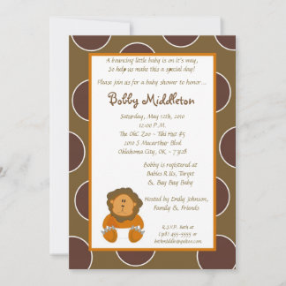 5x7 Baby Lion Zoo Animal  Baby Shower Invitation