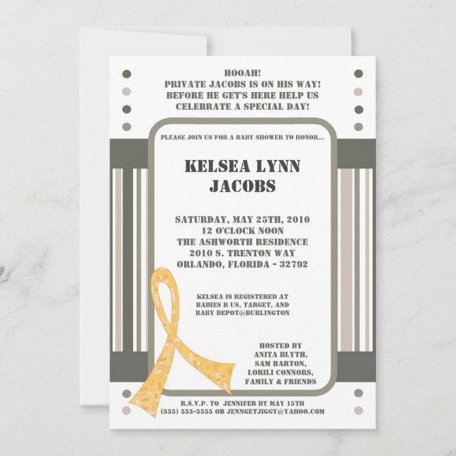 5x7 Baby Shower Invitation ARMY Camo ACU Print (Front)