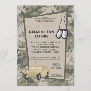 5x7 Baby Shower Invitation ARMY Camo ACU Print