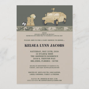 5x7 Baby Shower Invitation ARMY Camo ACU Print