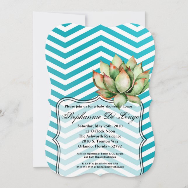 5x7 Baby Shower Invitation Boho Cacti Cactus Succu (Front)