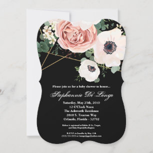 5x7 Baby Shower Invitation Geometric Garden Black
