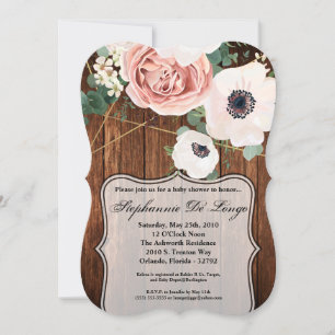 5x7 Baby Shower Invitation Geometric Garden Rose