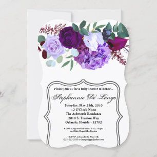5x7 Baby Shower Invitation Lavender Hibiscus on