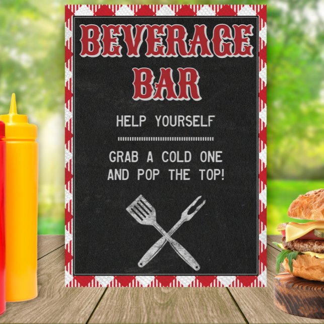 5x7 Backyard BBQ Birthday Beverage Bar Table Sign (Creator Uploaded)
