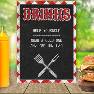 5x7 Backyard BBQ Birthday Drinks Table Sign