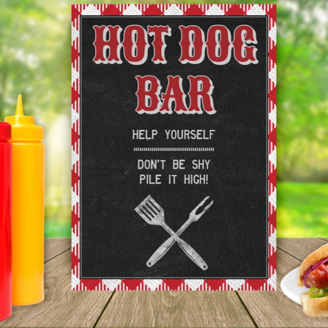 5x7 Backyard BBQ Birthday Hot Dog Bar Table Sign (Creator Uploaded)