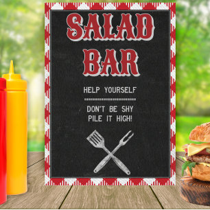 5x7 Backyard BBQ Birthday Salad Bar Table Sign