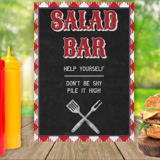 5x7 Backyard BBQ Birthday Salad Bar Table Sign (Creator Uploaded)
