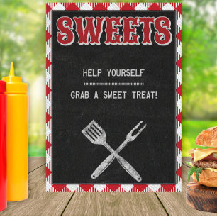 5x7 Backyard BBQ Birthday Sweet Treats Table Sign