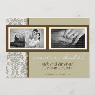 5X7 Baroque Sepia/Brown Two-Photo Save the Date