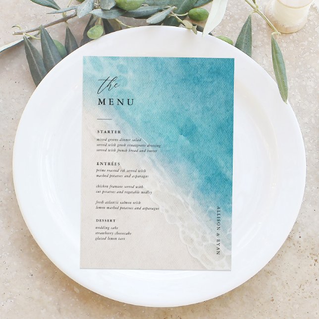 5x7" Beach Wedding Table Menu Cards Flat Menu (Creator Uploaded)