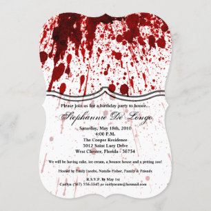 5x7 Birthday Invitation Blood Splatter Vampire Go