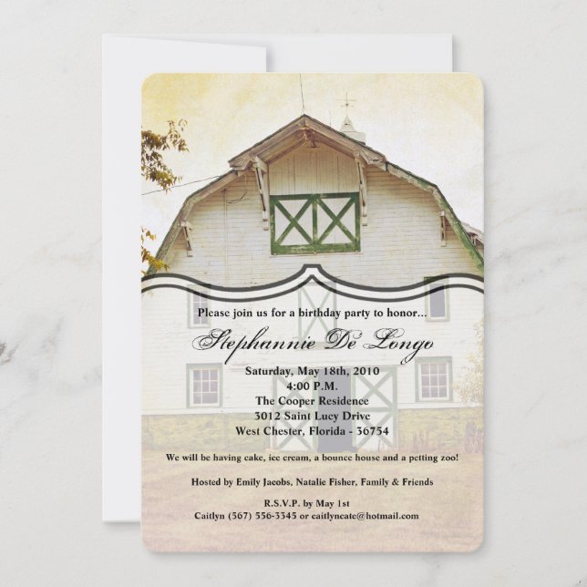 5x7 Birthday Invitation Sunset Barn Country Rustic (Front)