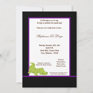 5x7 Black Aligator Baby Shower Invitation