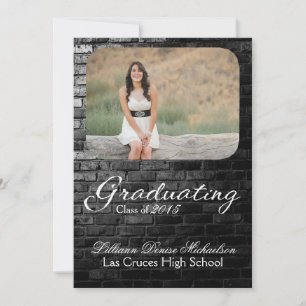 5x7 Black Brick Building Wall Senior Announcement
