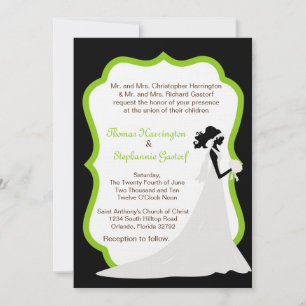 5x7 Black Bride Wedding Invitation