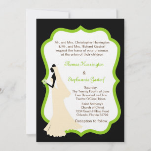 5x7 Black Bride Wedding Invitation