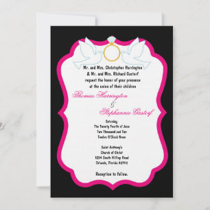 5x7 Black Dove Diamond Wedding Invitation