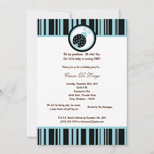 5x7 Black Lady Bug Birthday Party Invite