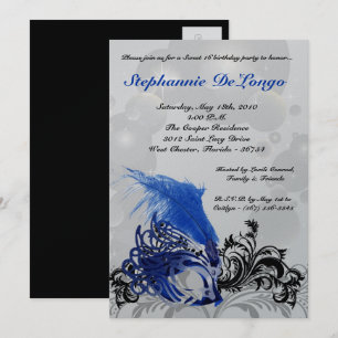 5x7 Black Masquerade Sweet 16 Birthday Invitation