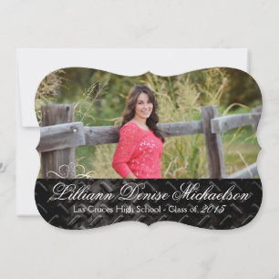 5x7 Black Steel Metal Aluminium Senior Announcemen Announcement