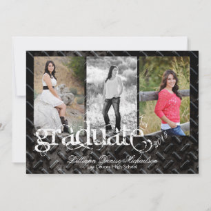 5x7 Black Steel Metal Aluminium Senior Announcemen Announcement