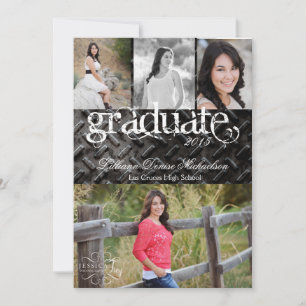 5x7 Black Steel Metal Aluminium Senior Announcemen Announcement