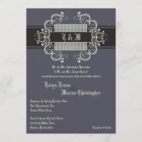 5x7 Black Tie Affair Grey Linen Wedding Invitation