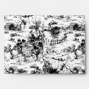 5x7 Black Toile Outside White Inside Envelope