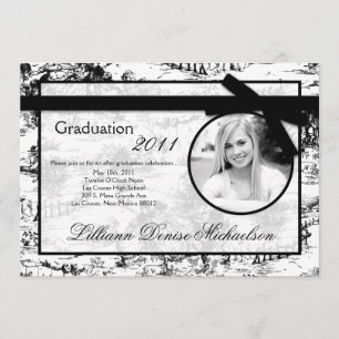 5x7 Black Toile Photo Graduation Announcement