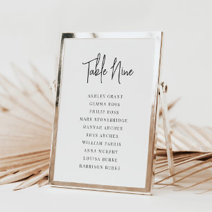 5x7 Black & White Guest Names Table Number Card