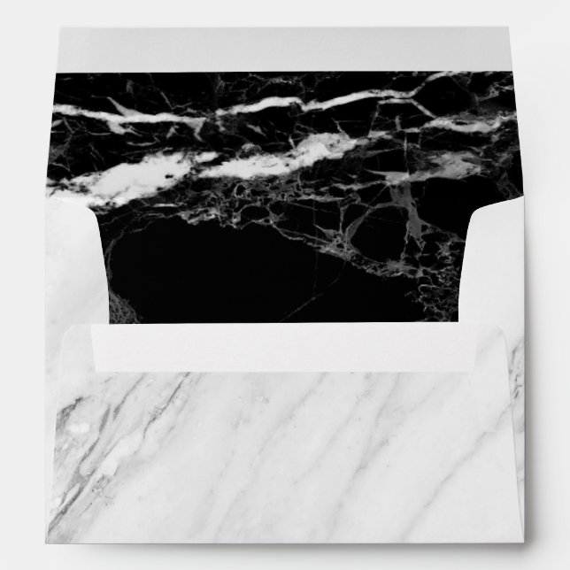 5x7 Black White Marble Stone Texture Envelopes (Back (Bottom))
