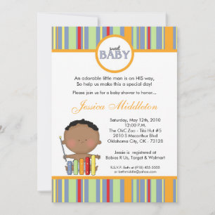 5x7 Blue African Baby Boy Baby Shower Invitation